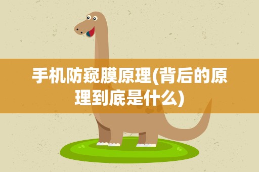 手机防窥膜原理(背后的原理到底是什么)