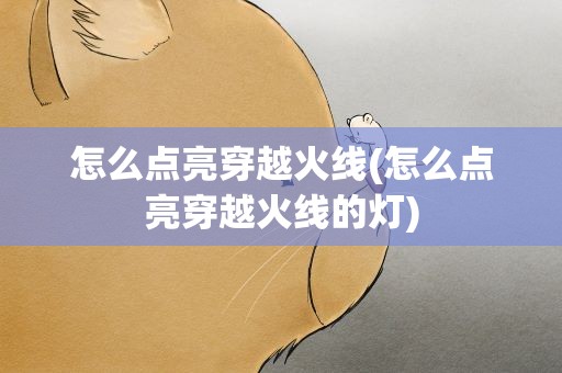 怎么点亮穿越火线(怎么点亮穿越火线的灯)
