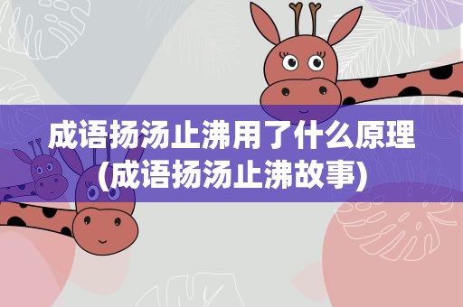成语扬汤止沸用了什么原理(成语扬汤止沸故事)