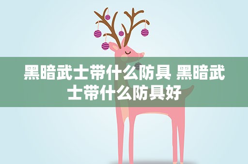 黑暗武士带什么防具 黑暗武士带什么防具好