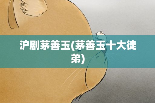沪剧茅善玉(茅善玉十大徒弟)