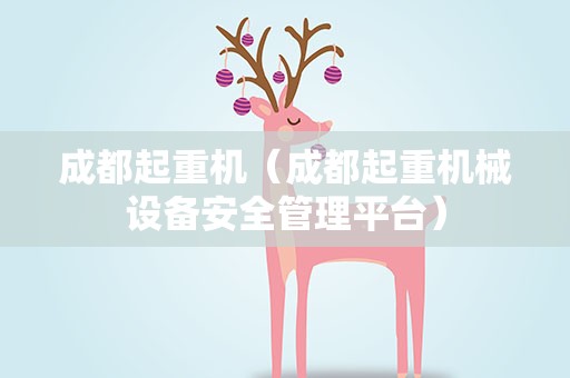 成都起重机（成都起重机械设备安全管理平台）