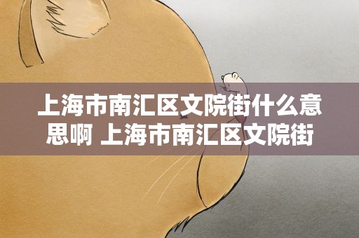上海市南汇区文院街什么意思啊 上海市南汇区文院街是什么意思呢