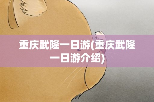 重庆武隆一日游(重庆武隆一日游介绍)