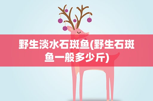 野生淡水石斑鱼(野生石斑鱼一般多少斤)