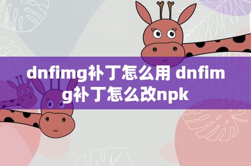 dnfimg补丁怎么用 dnfimg补丁怎么改npk