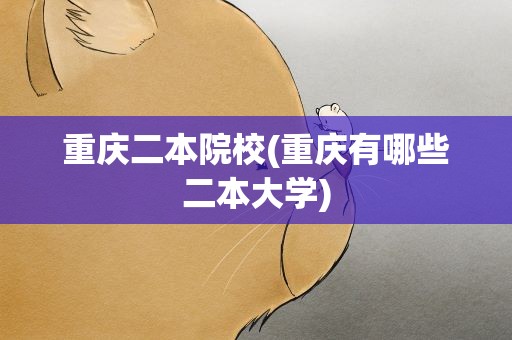 重庆二本院校(重庆有哪些二本大学)