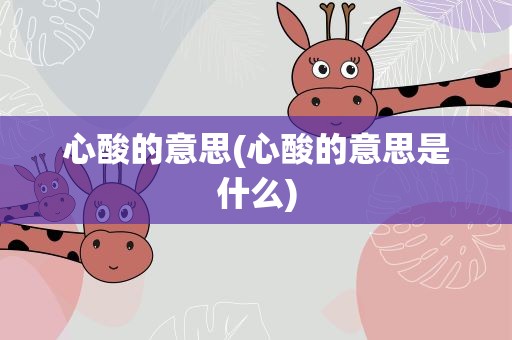 心酸的意思(心酸的意思是什么)