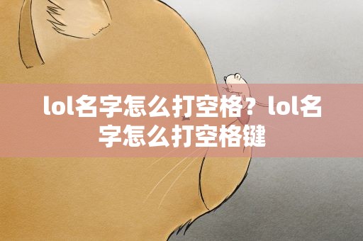 lol名字怎么打空格？lol名字怎么打空格键