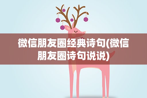 微信朋友圈经典诗句(微信朋友圈诗句说说)