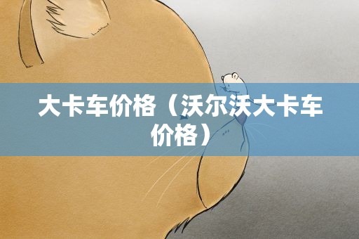 大卡车价格（沃尔沃大卡车价格）