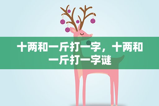十两和一斤打一字，十两和一斤打一字谜