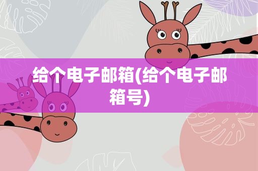 给个电子邮箱(给个电子邮箱号)