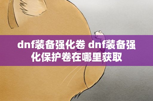 dnf装备强化卷 dnf装备强化保护卷在哪里获取