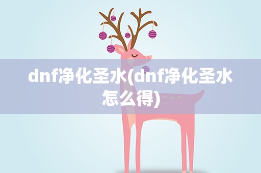 dnf净化圣水(dnf净化圣水怎么得)