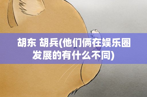 胡东 胡兵(他们俩在娱乐圈发展的有什么不同)