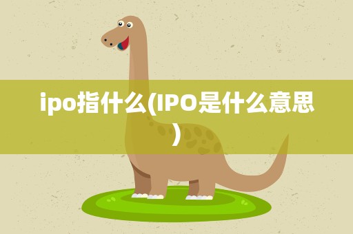 ipo指什么(IPO是什么意思)
