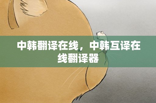中韩翻译在线，中韩互译在线翻译器