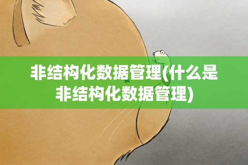 非结构化数据管理(什么是非结构化数据管理)