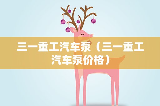 三一重工汽车泵（三一重工汽车泵价格）