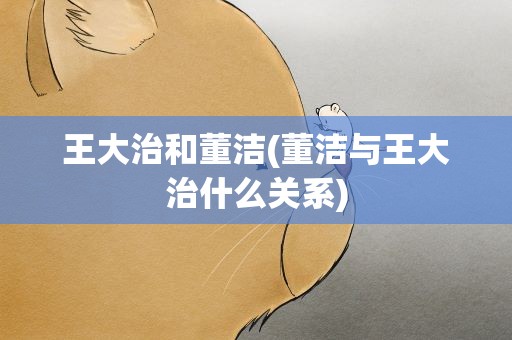 王大治和董洁(董洁与王大治什么关系)