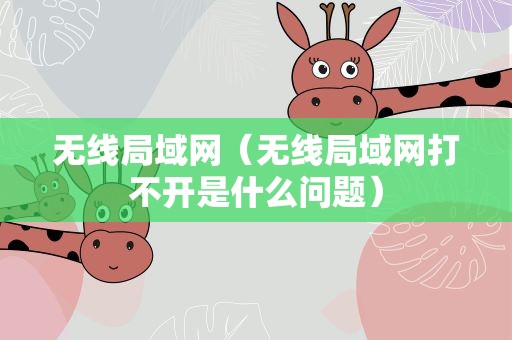 无线局域网（无线局域网打不开是什么问题）