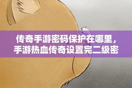 传奇手游密码保护在哪里，手游热血传奇设置完二级密码如何取消