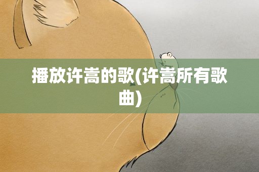 播放许嵩的歌(许嵩所有歌曲)