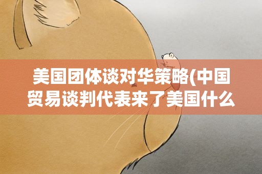 美国团体谈对华策略(中国贸易谈判代表来了美国什么态度)
