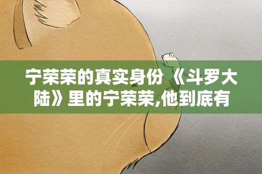 宁荣荣的真实身份 《斗罗大陆》里的宁荣荣,他到底有多强