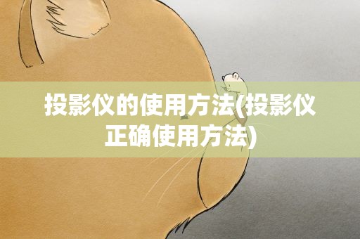 投影仪的使用方法(投影仪正确使用方法)