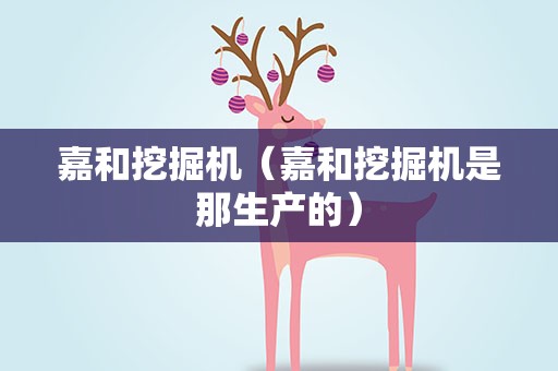 嘉和挖掘机（嘉和挖掘机是那生产的）