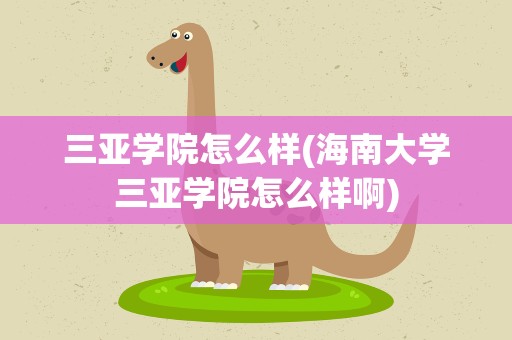三亚学院怎么样(海南大学三亚学院怎么样啊)