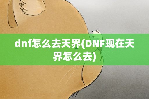 dnf怎么去天界(DNF现在天界怎么去)