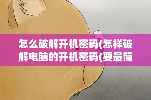 怎么破解开机密码(怎样破解电脑的开机密码(要最简单的方法))