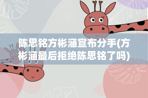 陈思铭方彬涵宣布分手(方彬涵最后拒绝陈思铭了吗)