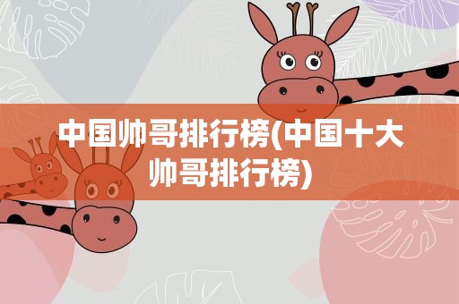 中国帅哥排行榜(中国十大帅哥排行榜)
