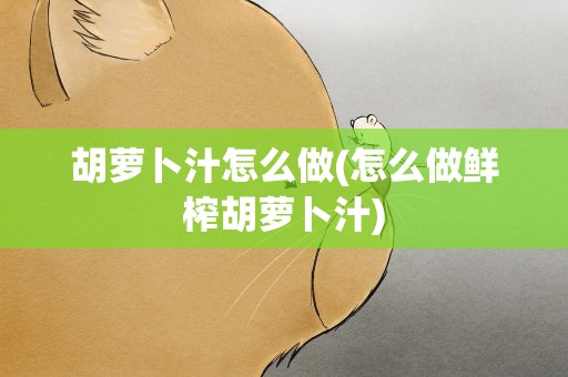 胡萝卜汁怎么做(怎么做鲜榨胡萝卜汁)
