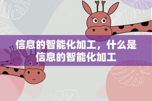 信息的智能化加工，什么是信息的智能化加工