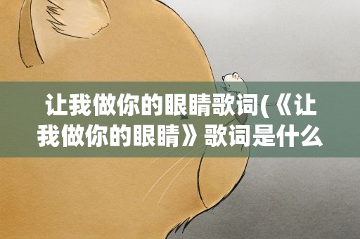 让我做你的眼睛歌词(《让我做你的眼睛》歌词是什么)