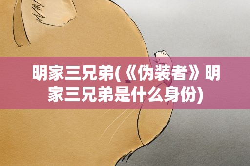 明家三兄弟(《伪装者》明家三兄弟是什么身份)