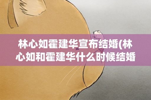 林心如霍建华宣布结婚(林心如和霍建华什么时候结婚的)