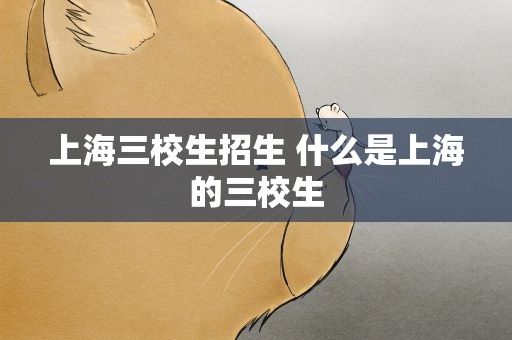 上海三校生招生 什么是上海的三校生