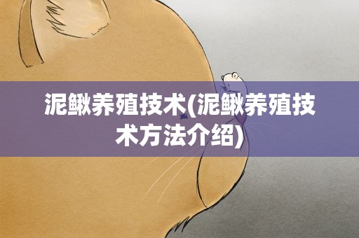 泥鳅养殖技术(泥鳅养殖技术方法介绍)
