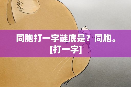 同胞打一字谜底是？同胞。[打一字]