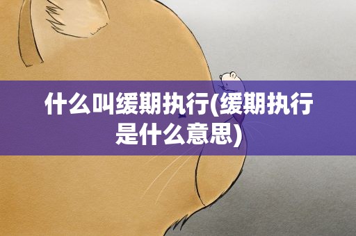 什么叫缓期执行(缓期执行是什么意思)