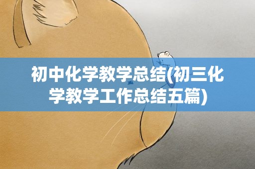 初中化学教学总结(初三化学教学工作总结五篇)