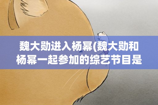 魏大勋进入杨幂(魏大勋和杨幂一起参加的综艺节目是哪一期)