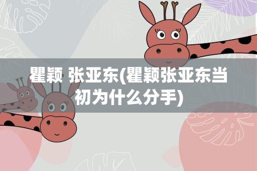 瞿颖 张亚东(瞿颖张亚东当初为什么分手)
