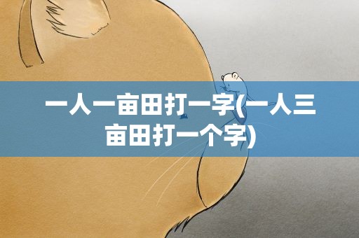 一人一亩田打一字(一人三亩田打一个字)